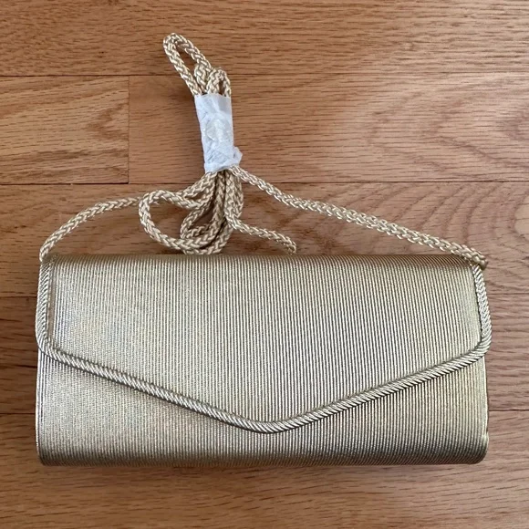 NWOT Gold Evening Bag Clutch Shoulder Bag - Picture 5 of 11